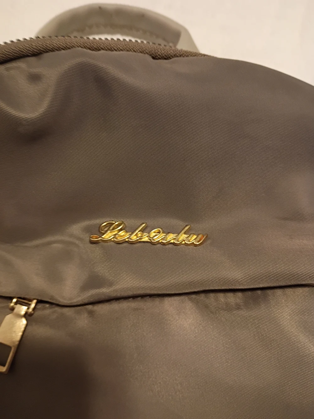 Unbranded Taupe Nylon Backpack with Gold Hardware
